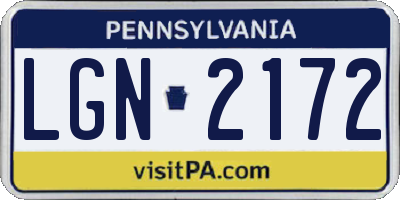 PA license plate LGN2172