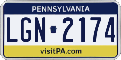 PA license plate LGN2174