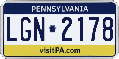 PA license plate LGN2178