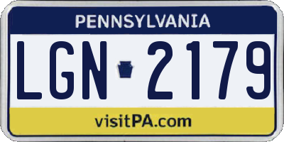 PA license plate LGN2179