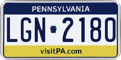 PA license plate LGN2180