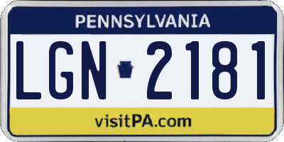 PA license plate LGN2181