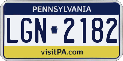 PA license plate LGN2182