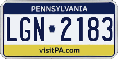 PA license plate LGN2183