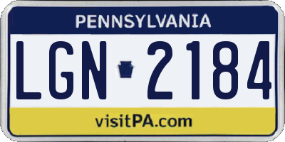 PA license plate LGN2184