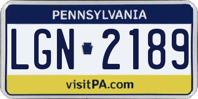 PA license plate LGN2189