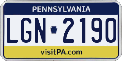 PA license plate LGN2190