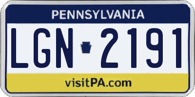 PA license plate LGN2191