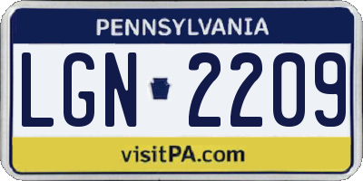 PA license plate LGN2209