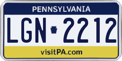 PA license plate LGN2212