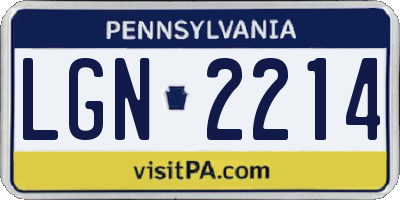 PA license plate LGN2214