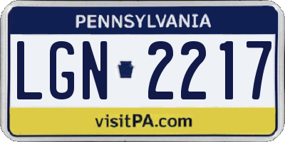 PA license plate LGN2217
