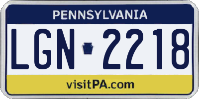 PA license plate LGN2218