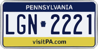 PA license plate LGN2221
