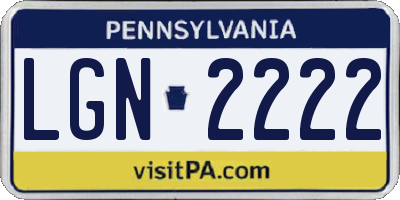 PA license plate LGN2222