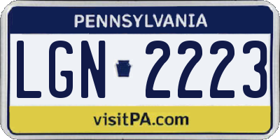 PA license plate LGN2223