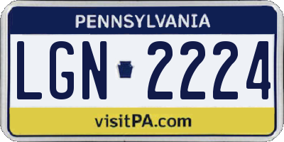 PA license plate LGN2224