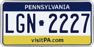PA license plate LGN2227