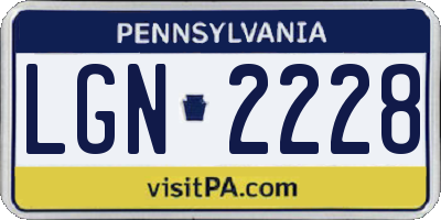 PA license plate LGN2228