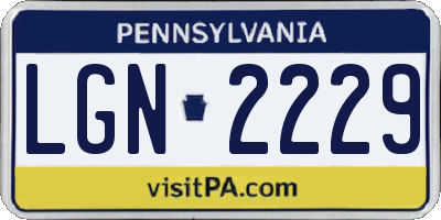 PA license plate LGN2229