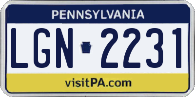 PA license plate LGN2231
