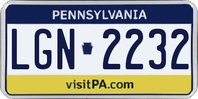 PA license plate LGN2232