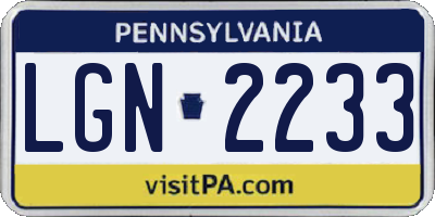 PA license plate LGN2233