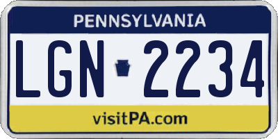 PA license plate LGN2234