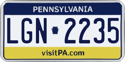 PA license plate LGN2235