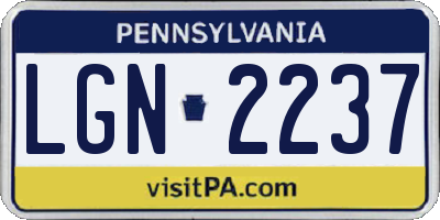 PA license plate LGN2237