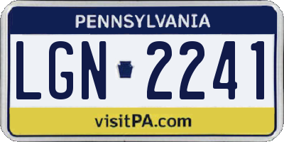 PA license plate LGN2241