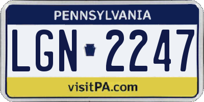 PA license plate LGN2247
