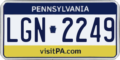 PA license plate LGN2249