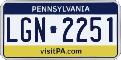 PA license plate LGN2251