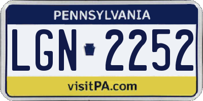 PA license plate LGN2252