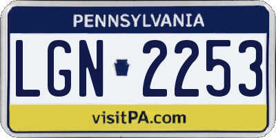 PA license plate LGN2253