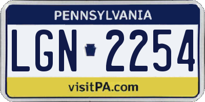 PA license plate LGN2254