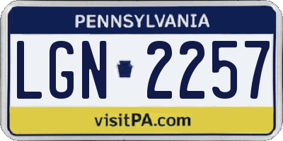 PA license plate LGN2257
