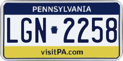 PA license plate LGN2258