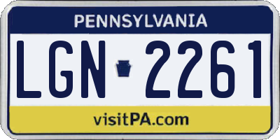 PA license plate LGN2261