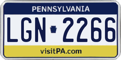 PA license plate LGN2266