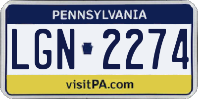 PA license plate LGN2274