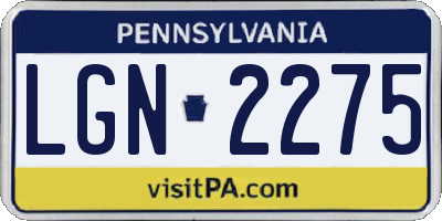 PA license plate LGN2275