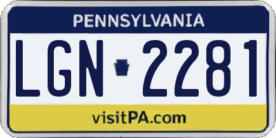 PA license plate LGN2281