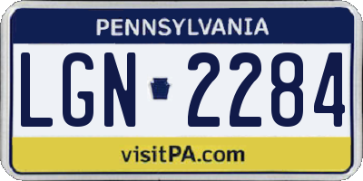 PA license plate LGN2284