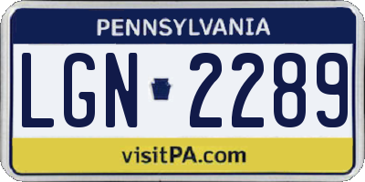 PA license plate LGN2289