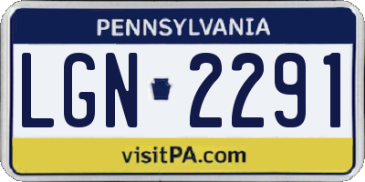 PA license plate LGN2291