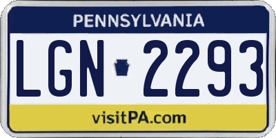 PA license plate LGN2293