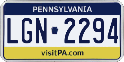 PA license plate LGN2294