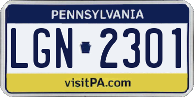 PA license plate LGN2301